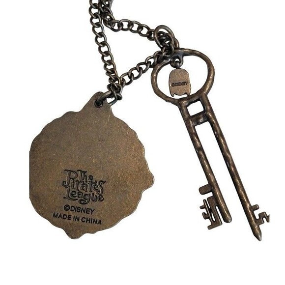 Official Disney The Pirates League Skull Medallion Skeleton Key Bronze Necklace - Picture 5 of 8